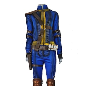 Fallout Vault Dweller Overall Cosplay Kostüm | Lucy MacLean inspiriertes Gamer Outfit, Ledergürtel