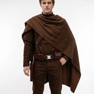 Mandalorian Brown Din Djarin Flight Suit Cosplay Costume with Holster Belt | Star wars Bounty Hunter Armor Outfit image 1