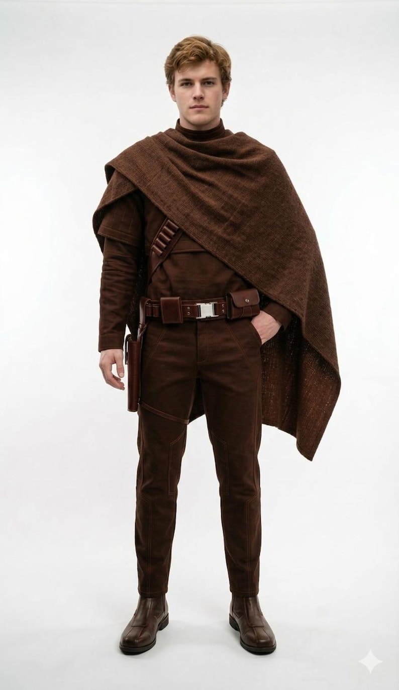 Mandalorian Brown Din Djarin Flight Suit Cosplay Costume with Holster Belt | Star wars Bounty Hunter Armor Outfit image 1