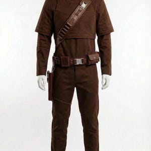Mandalorian Brown Din Djarin Flight Suit Cosplay Costume with Holster Belt | Star wars Bounty Hunter Armor Outfit image 3
