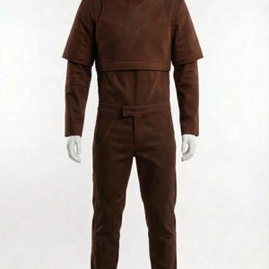 Mandalorian Brown Din Djarin Flight Suit Cosplay Costume with Holster Belt | Star wars Bounty Hunter Armor Outfit image 4