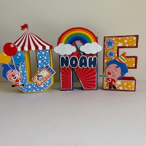 Letras 3D com Tema de Circo | Decoração para Festa de Aniversário de Palhaço | Letras 3D de Palhaço | Primeiro Aniversário de Palhaço | Decoração de Festa Personalizada | Festa de Circo