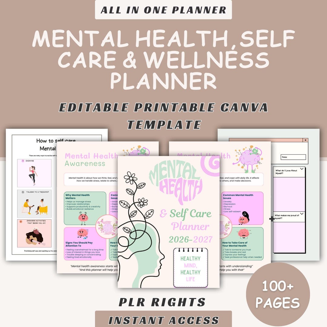 Mental Health Planner Canva Template | Self Care Journal, Anxiety ...