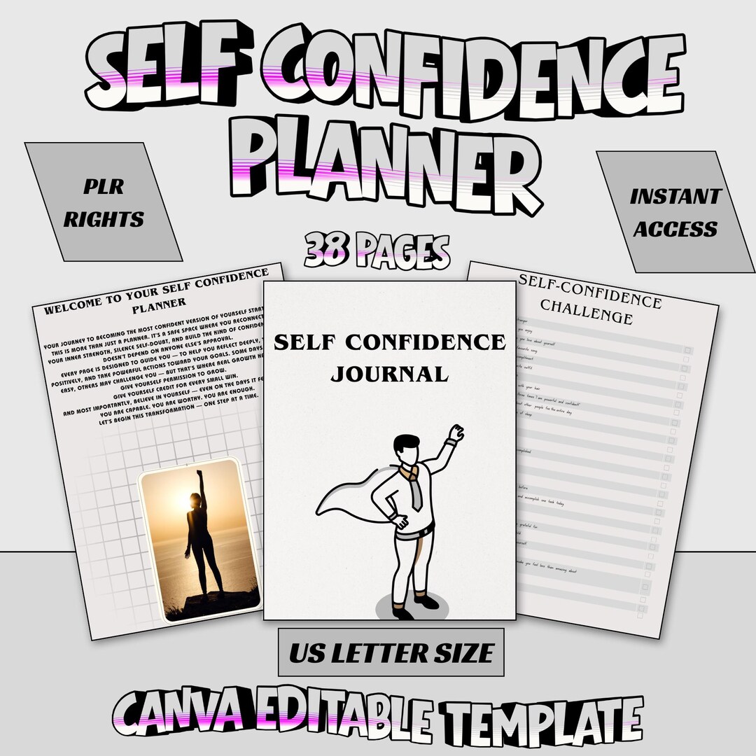 Self Confidence Planner Canva Template, Self Esteem Journal, Printable ...