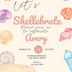 Sjabloon babyshower/verjaardagsuitnodiging Shellebrate
