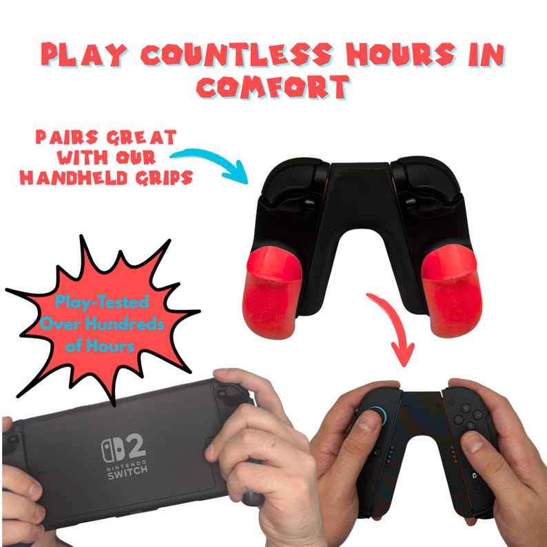 Grip for Nintendo Switch 2 Joy-Cons | Single Player Controller + Analog Locks | Ergonomic V-Grip image 6