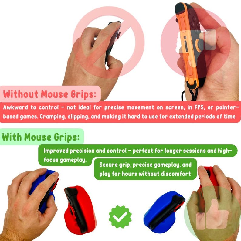 Confezione da 2 impugnature per mouse Joy-Con per Nintendo Switch 2 / Impugnatura ergonomica per giochi FPS immagine 3