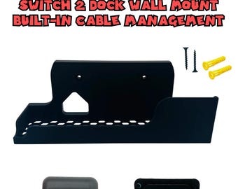 Soporte de pared para base de Nintendo Switch 2 / Gestión de cables / Ventilado / Incluye accesorios de montaje