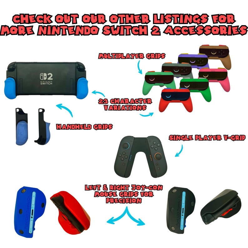 Grip for Nintendo Switch 2 Joy-Cons | Single Player Controller + Analog Locks | Ergonomic V-Grip image 8