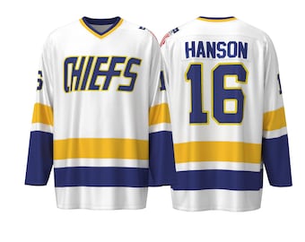 Men's Jack Hanson #16 Slap Shot Hockey Jersey – Retro Movie Inspired White Top
