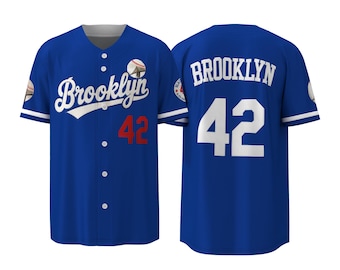 Brooklyn Jackie Robinson #42 Baseball Jersey – Retro Movie-Inspired Blue Polyester Top