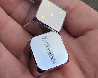 Set of 2 CNC Machined Stainless Steel D6 Dice (20mm) – Mirror Polished Metal Dice