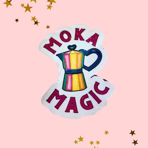 Moka Pot Sticker | Small Batch Hand Made Water resistant Decal 4"x3"