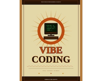 Retro PC Terminal Vibe coding poster | Rolled Posters