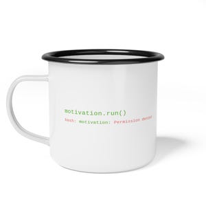 Python Motivation Code Enamel Camp Cup | Coffee Mug, Programmer Design