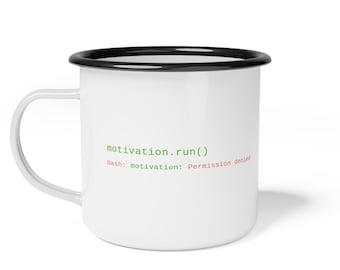 Python Motivation Code Enamel Camp Cup | Coffee Mug, Programmer Design