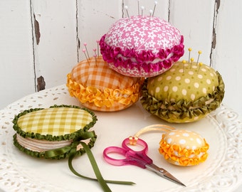 Macaron Mercerie - Sewing Accessories PDF Pattern (pin cushion, needle case and scissor fob)