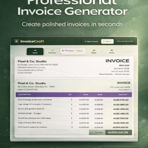 InvoiceCraft Invoice Generator | Offline HTML Tool | Demo Mode | Custom Themes | PDF Export | No Subscription
