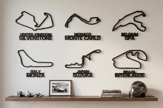 2026 F1 Track Outlines | F1 Gift | Formula 1 Decor | Racing Circuit Outline Art