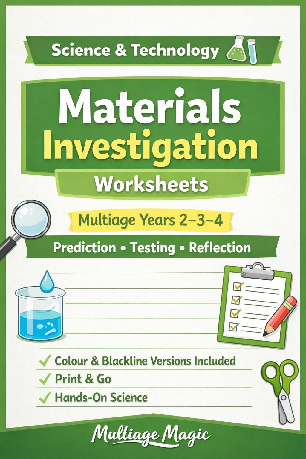 Science Investigation Mat Materials Investigation Worksheets | Science & Technology | Multiage ...