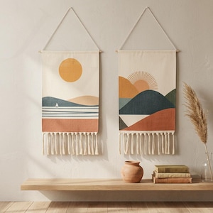Cotton Wall Tapestry Boho Geometric Textile Art Hanging Decor