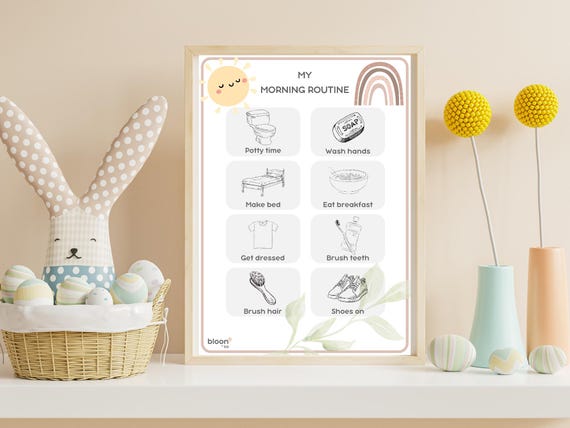 Toddler morning routine chart | Printable digital download | Kids visual schedule | Preschool routine chart | Montessori morning chart pdf