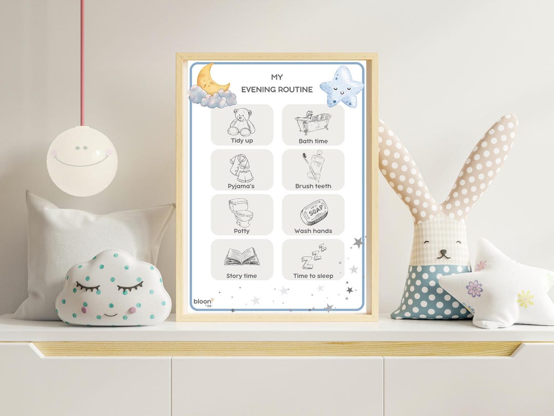 Toddler Bedtime Routine Chart | Printable Digital Download | Calm ...