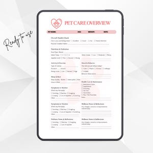 Riepilogo sulla salute degli animali domestici PNG PDF Registro del benessere dell'amico peloso Registro di vitalità della creatura domestica Dashboard della visita veterinaria Guida per chi si prende cura dell'animale