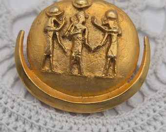 Vintage MMA Pendant Gold Tone Egyptian Revival Crescent Moon 1976