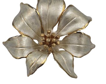 Vintage Cerrito Flor Broche Giovani Antonio Esmalte Pin Goldtone Poinsettia