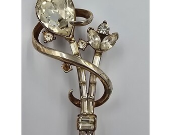 Vintage Trifari Gem of India sceptor Brooch 1951 Alfred Phillippe rhinestone