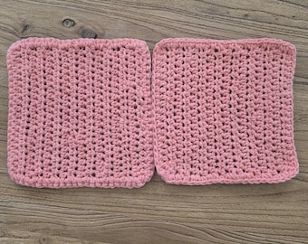 SET OF 2 100% Cotton Crochet Dishcloth, Reusable Handmade Kitchen Washcloth - Makeup Face cloth approx 6.5" x 7"