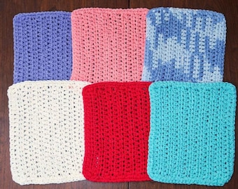 100% Cotton Crochet Dishcloth, Reusable Handmade Kitchen Washcloth - Makeup Face cloth approx 6.5" x 7"