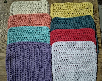 100% Cotton Crochet Dishcloth, Reusable Handmade Kitchen Washcloth - Makeup Face cloth approx 6.5" x 7"