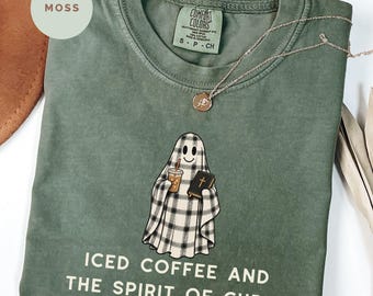 Iced Coffee and the Spirit of Christ Shirt, Christian Fall Shirt, Faith Shirt, Jesus Shirt, Coffee Lover Gift,Christian Gift,Iced Coffee Tee