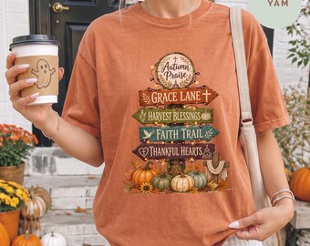 Fall Comfort Color Shirt, Harvest Shirt, Christian Shirt, Thanksgiving Shirt, Faith Shirt, Grateful Shirt, Fall Christian Gift