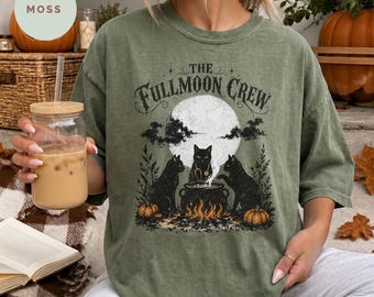 Full Moon Shirt, Night Shift Nurse Halloween Shirt , Cat Shirt, Black Cat Tee, Spooky Moon Shirt,Nurse Crew Shirt, Nurse Halloween Tee
