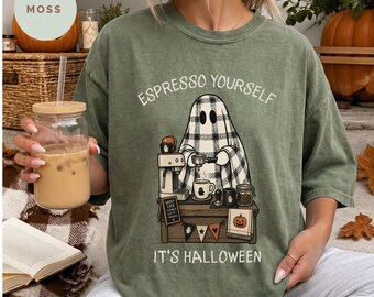 Halloween Coffee Shirt, Spooky Coffee Tee, Funny Halloween Shirt, Espresso Lover Gift, Coffee Lover Shirt, Ghost Coffee T-shirt