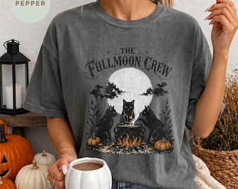 Full Moon Shirt, Night Shift Nurse Halloween Shirt , Cat Shirt, Black Cat Tee, Spooky Moon Shirt,Nurse Crew Shirt, Nurse Halloween Tee