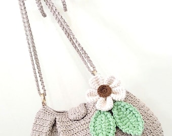 Bolso bandolera de ganchillo con flores en tonos pastel, bandolera 3D de margaritas hecha a mano, regalo floral bohemio para ella.