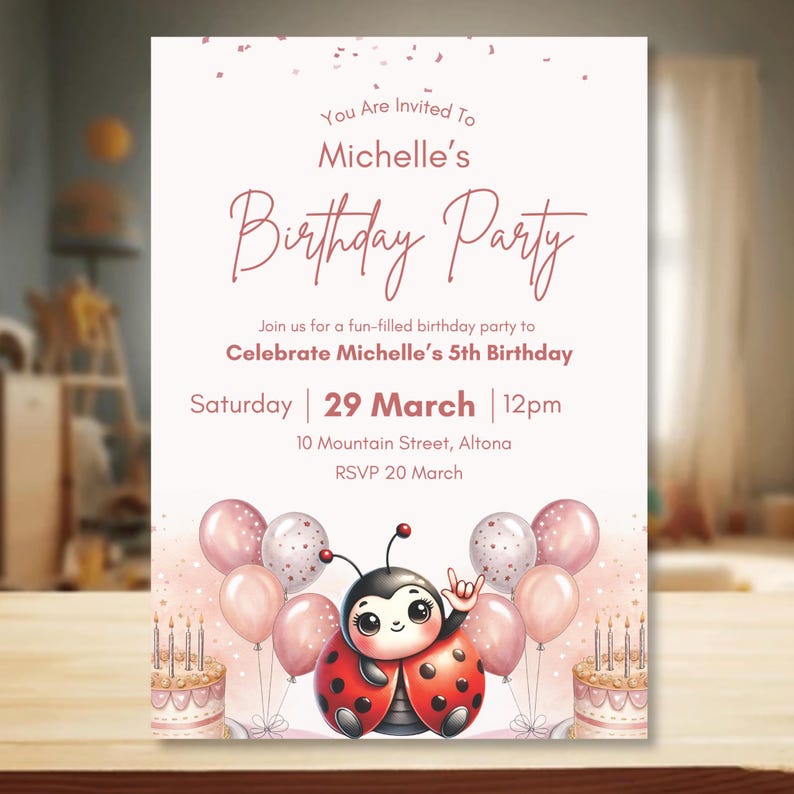 ASL / Auslan Deaf Ladybug Birthday Invitation, I Love You Sign Language ...