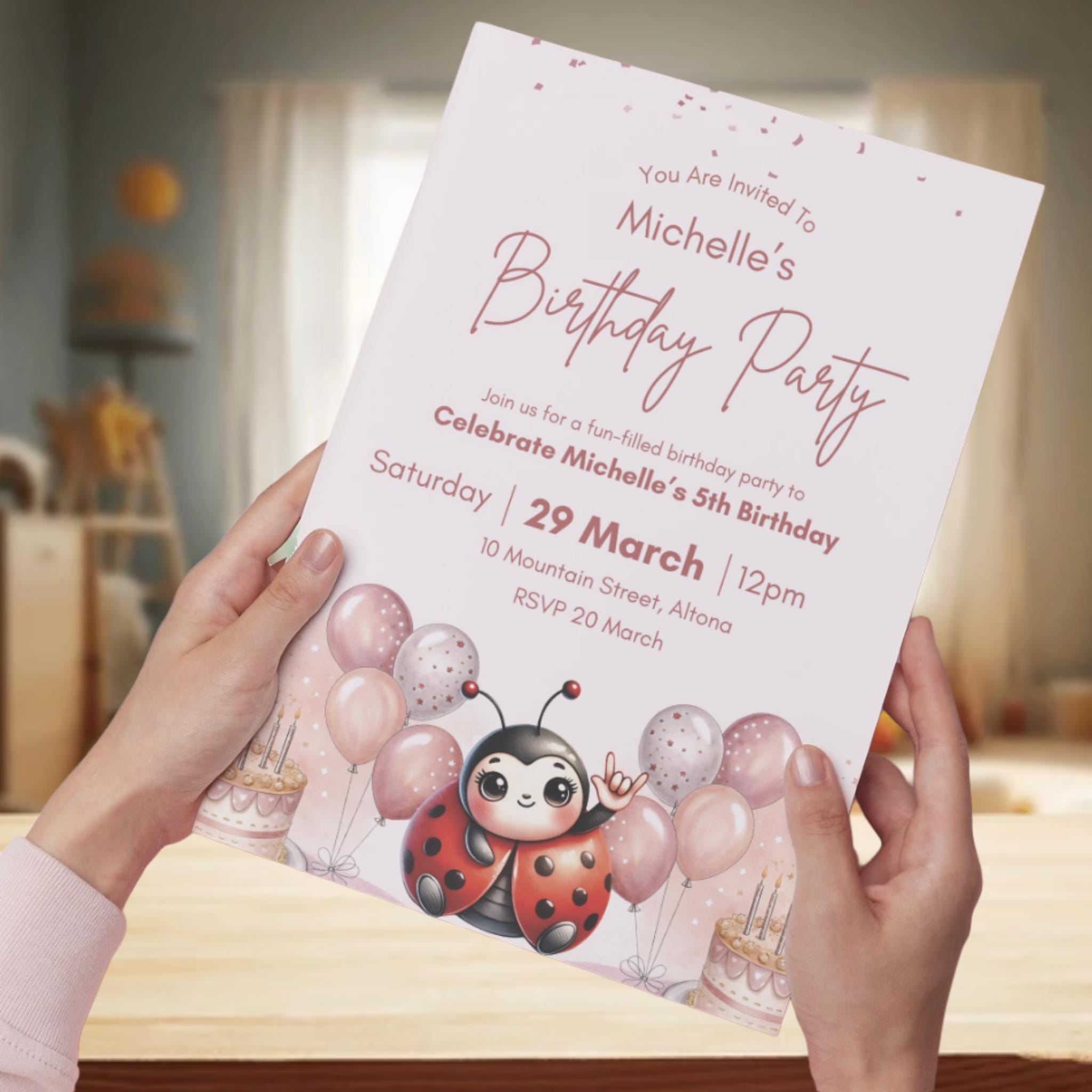 ASL / Auslan Deaf Ladybug Birthday Invitation, I Love You Sign Language ...