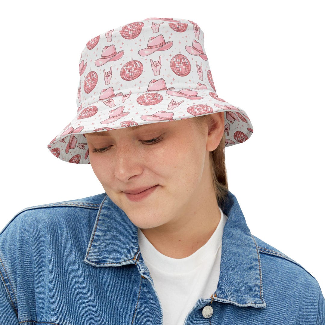 ASL / Auslan Deaf Disco Cowgirl Bucket Hat, I Love You Deaf Sign ...