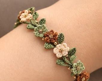 Floral Garden Crochet Bracelet Pattern PDF, Beginner Jewelry Tutorial (Digital Download)