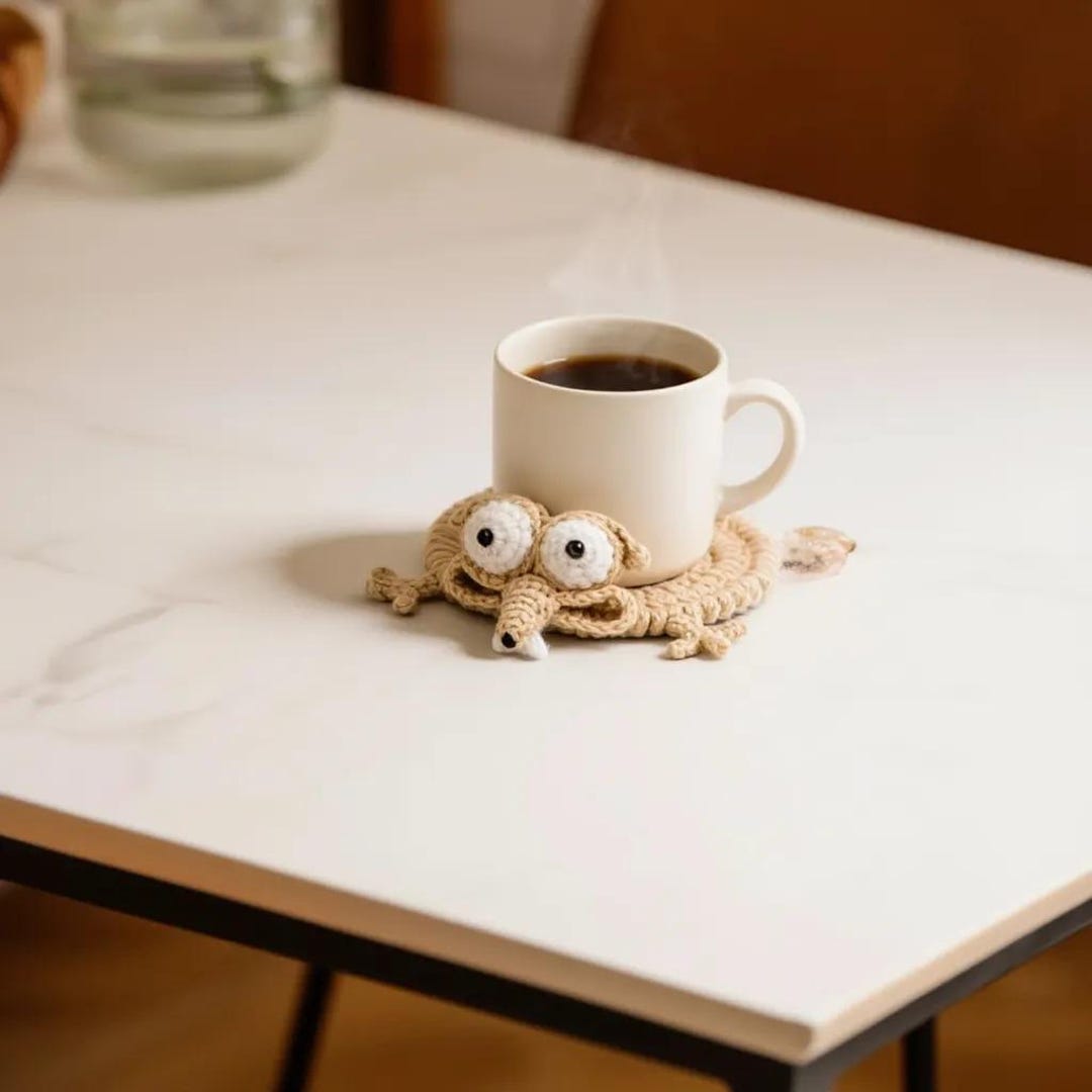 Funny Gecko Crochet Coaster Pattern, Beginner Animal DIY (PDF Pattern ...