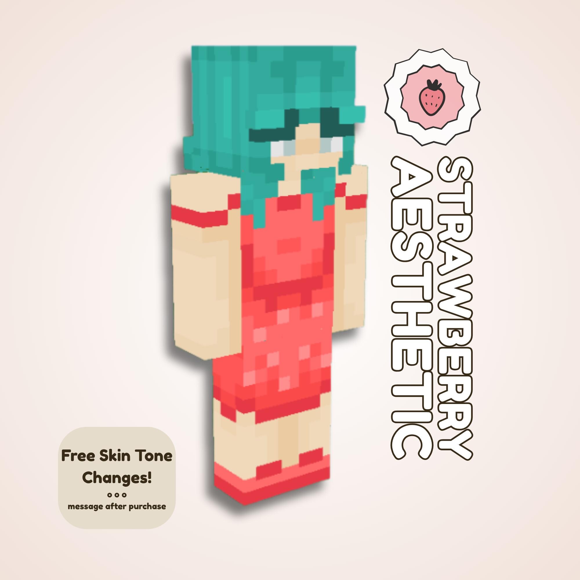 Strawberry Girl Minecraft Skin | Cute Pink Cottagecore Skin | Kawaii ...
