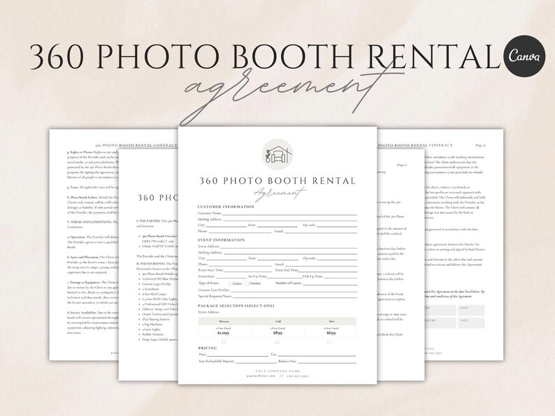 360 Booth Rental Agreement (canva Template) - Etsy