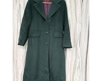 Cappotto lungo in lana verde foresta di Forecaster of Boston, stile vintage anni '80 e '90 ILGWU