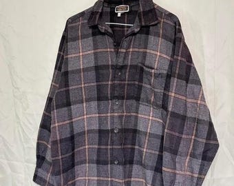 Camicia a maniche lunghe a quadri 100% lana Vintage Britches of Georgetown, taglia L.