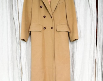 Cappotto lungo vintage in lana color cammello, stile minimalista classico, colore marrone chiaro, da donna, modello Loresdale.